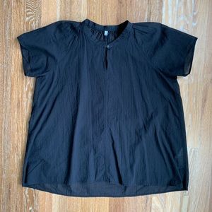 MUJI 100% Organic Cotton French Sleeve Blouse in Black